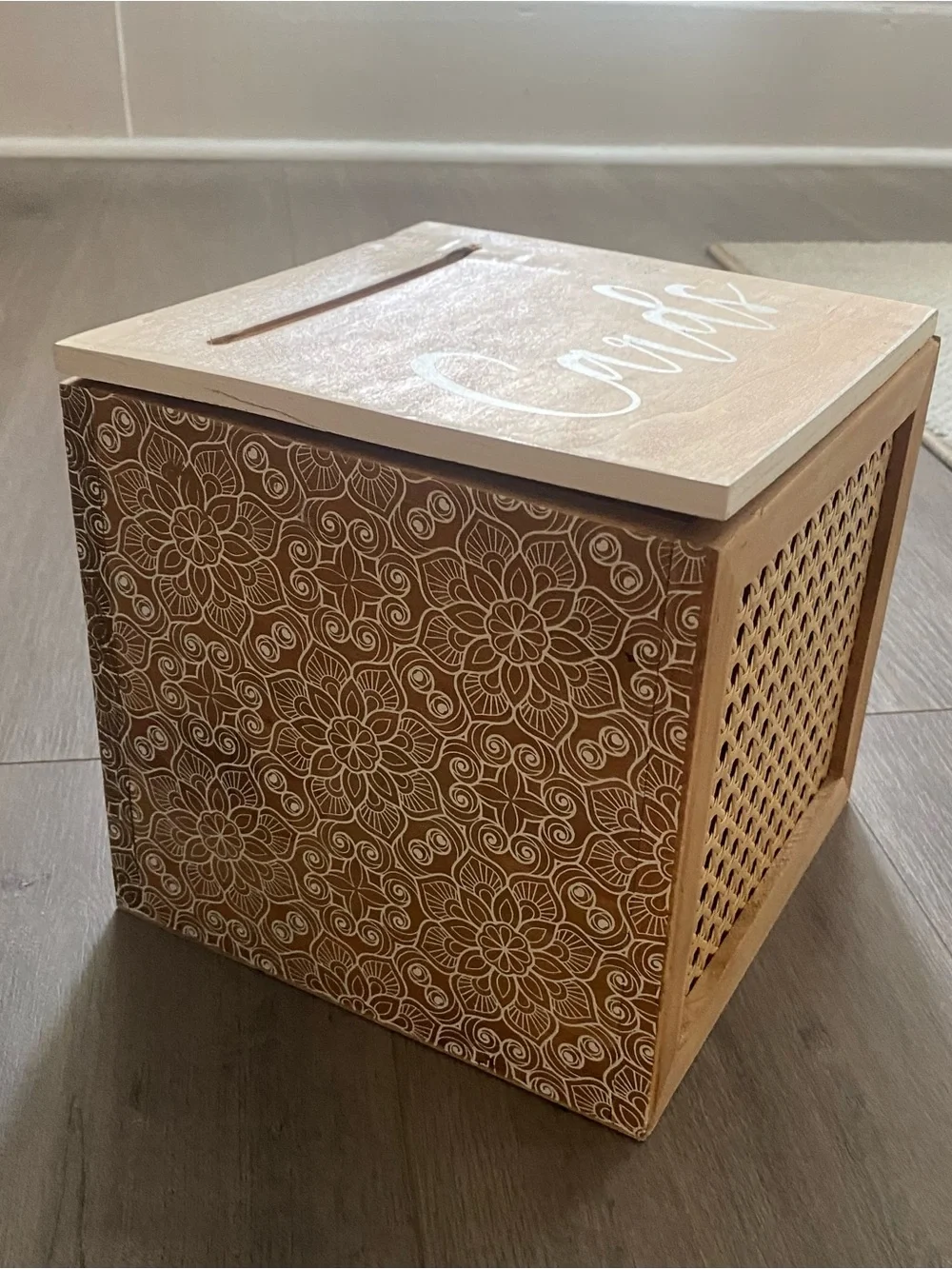 Wooden 'Cards' Keepsake Box - Natural Finish